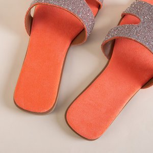 Neonovo oranžové dámske papuče s dekoráciami Haviva - Obuv