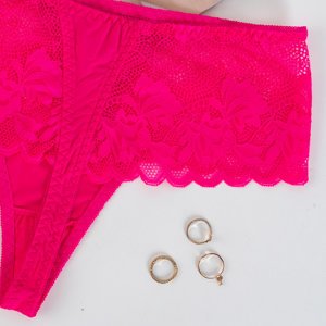 Neonovo ružové dámske čipkované tangá - Spodná bielizeň