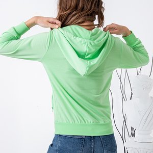 Neónovo zelená dámska mikina so zapínaním na zips - Oblečenie
