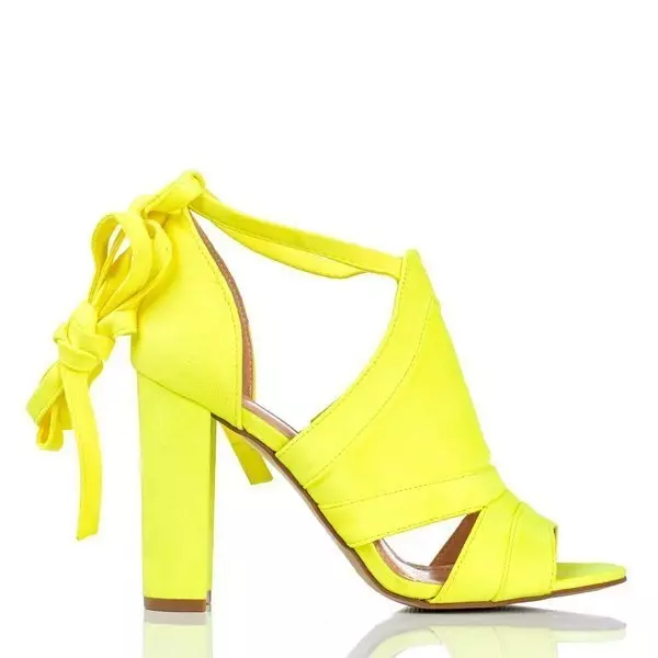 Neonovo žlté sandále na vysokom podpätku so stopkou Lanaline - Obuv
