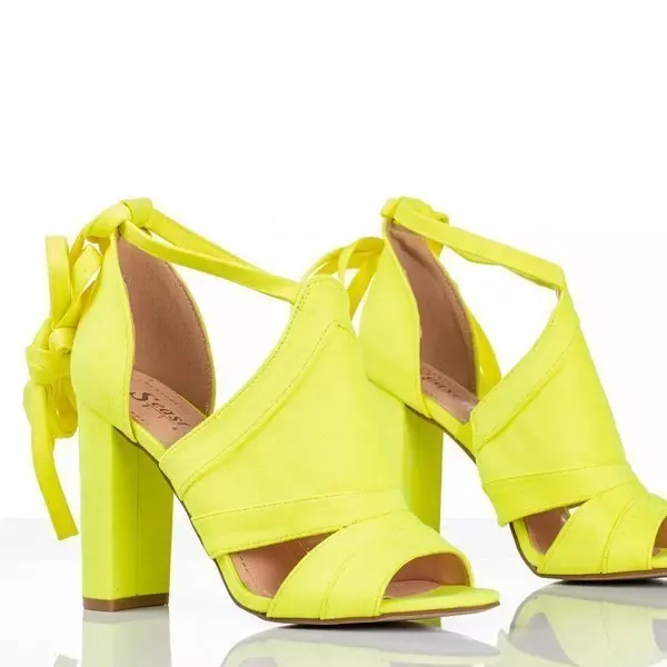 Neonovo žlté sandále na vysokom podpätku so stopkou Lanaline - Obuv