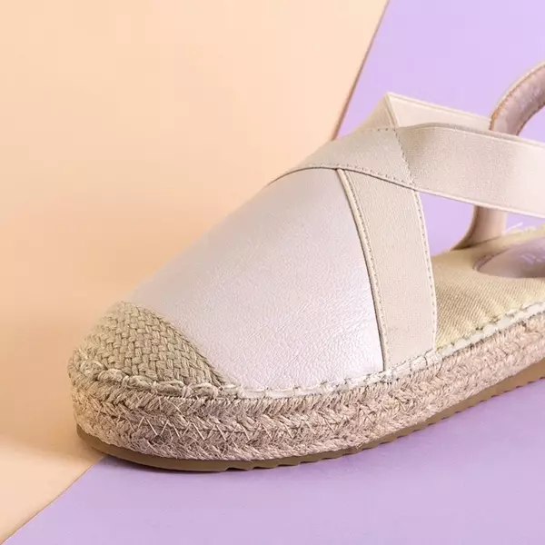 OUTLET Béžové dámske sandále a'la espadrilky na platforme Dium - Topánky