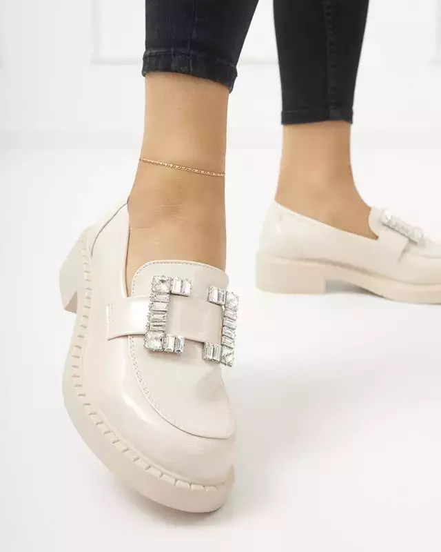 OUTLET Béžové dámske topánky s kryštálmi Larri - Obuv