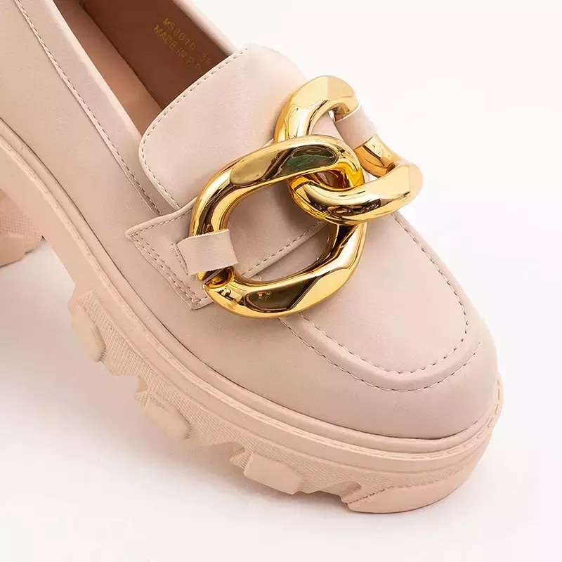 OUTLET Béžové topánky so zlatým ornamentom Lygia - Obuv
