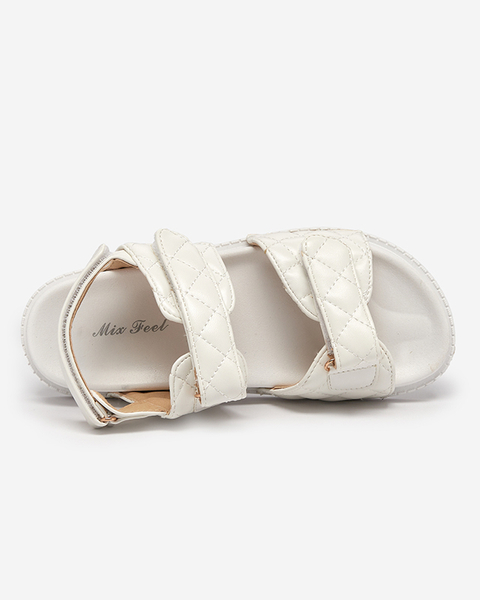 OUTLET Biele dámske sandále na suchý zips Korine - Obuv