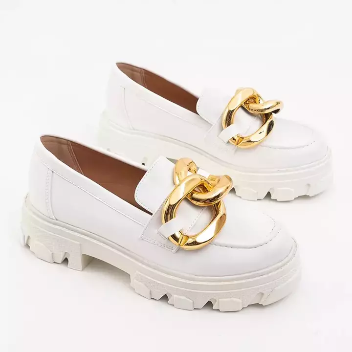 OUTLET Biele topánky so zlatým ornamentom Lygia - Obuv