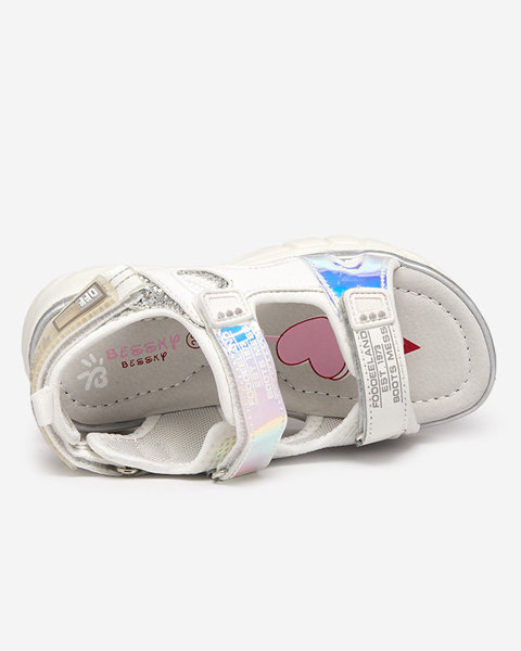 OUTLET Bielo-strieborné detské sandále s farebnými Murino vsadkami - Topánky