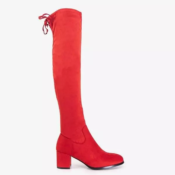 OUTLET Červené dámske čižmy po kolená Elvina- Shoes