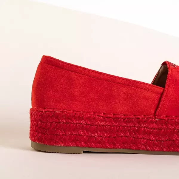 OUTLET Červené dámske espadrilky s kubickým zirkónom Asira - Topánky
