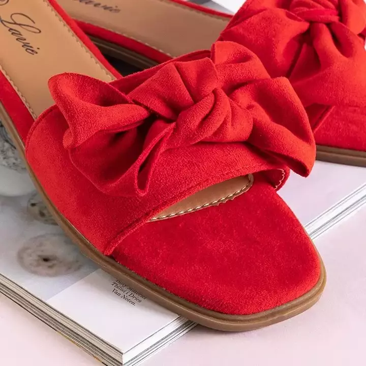 OUTLET Červené dámske papuče s mašľou Bonjour - Obuv