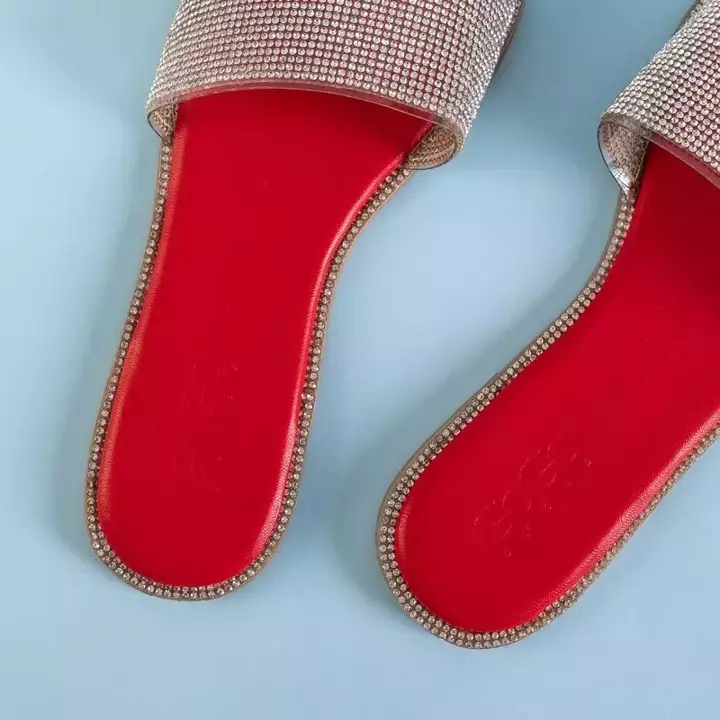 OUTLET Červené dámske papuče so zirkónom Verina - Obuv