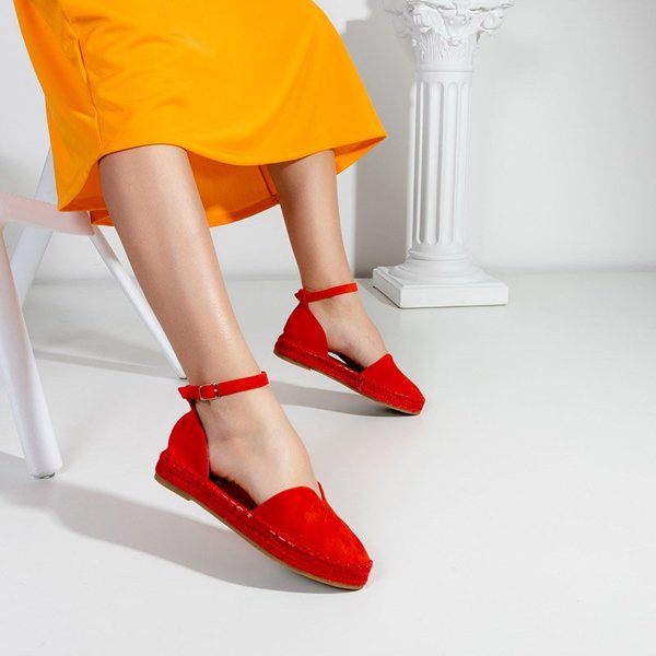OUTLET Červené dámske sandále a'la espadrilky na platforme Monata - Topánky