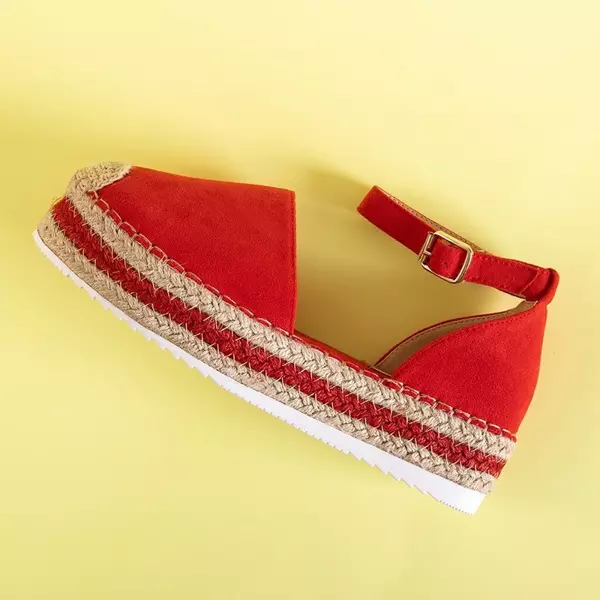 OUTLET Červené dámske sandále a'la espadrilky na platforme Palira-Shoes