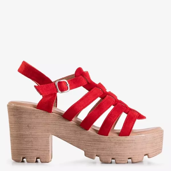 OUTLET Červené dámske sandále na vysokom podpätku Tamianka - Obuv