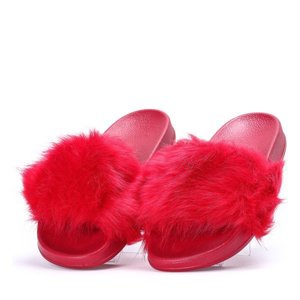 OUTLET Červené papuče s kožušinou Millie- Shoes