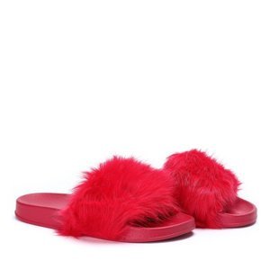 OUTLET Červené papuče s kožušinou Millie- Shoes