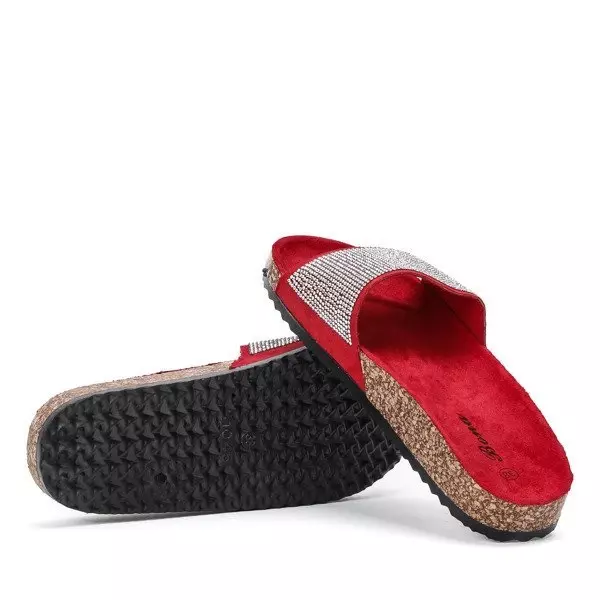 OUTLET Červené papuče so kubickými zirkónmi Bellatrix - Obuv