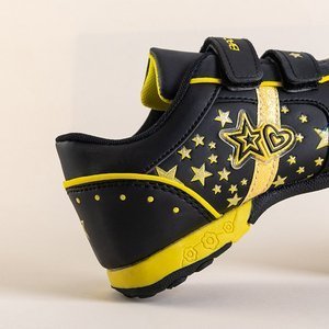 OUTLET Čierna detská športová obuv so žltými dekoráciami Miniel - Obuv