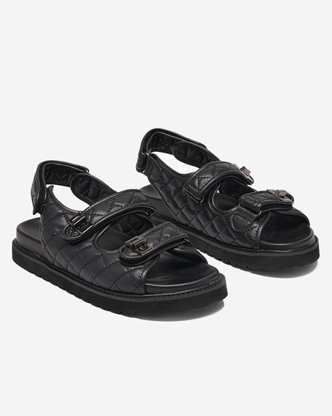 OUTLET Čierne dámske prešívané sandále z ekokože Resource- Topánky