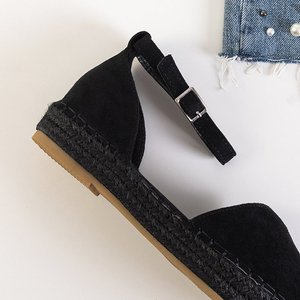 OUTLET Čierne dámske sandále a'la espadrilky na platforme Monata - Obuv
