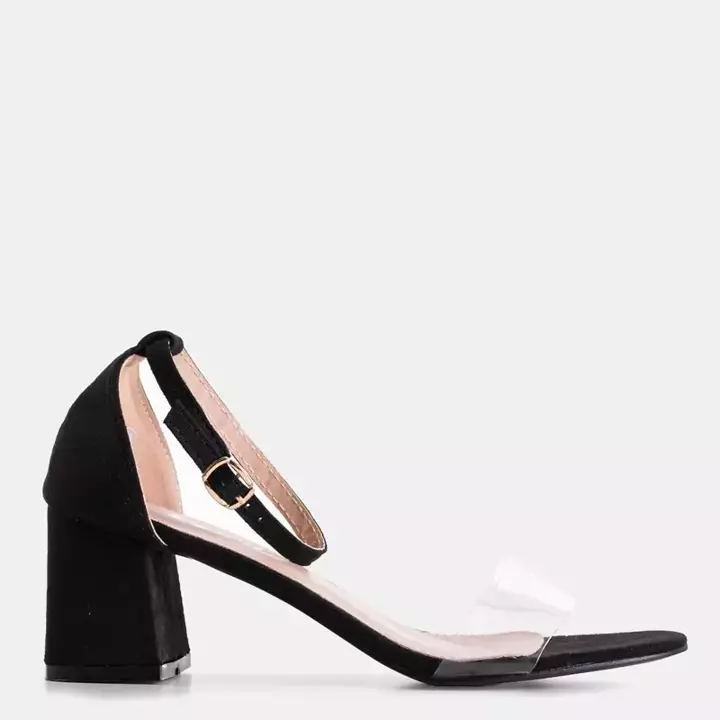 OUTLET Čierne dámske sandále na nízkom podpätku Exma - Obuv