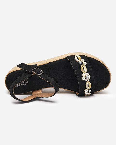 OUTLET Čierne dámske sandále s ozdobami Zetika - Obuv