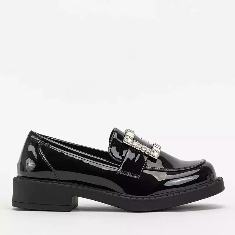 OUTLET Čierne dámske topánky s kryštálmi Larri - Obuv
