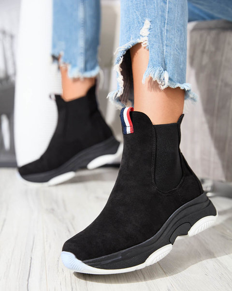 OUTLET Čierne dámske zateplené čižmy z eko-semišu Ducti- Footwear