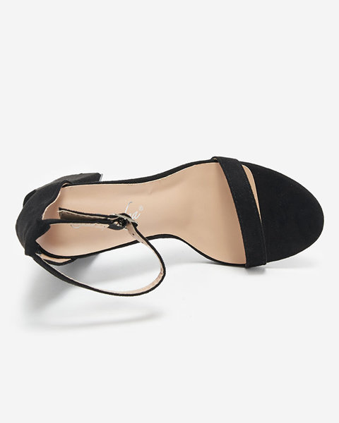 OUTLET Čierne sandále na post eko semišovej obuvi Kapro-Footwear