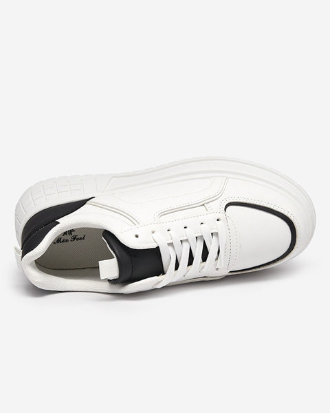 OUTLET Čiernobiele dámske športové topánky z ekokože na platforme Cerecha - Obuv