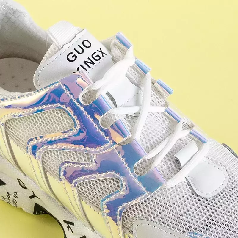 OUTLET Dámska biela športová obuv s holografickými vložkami Adine - Footwear