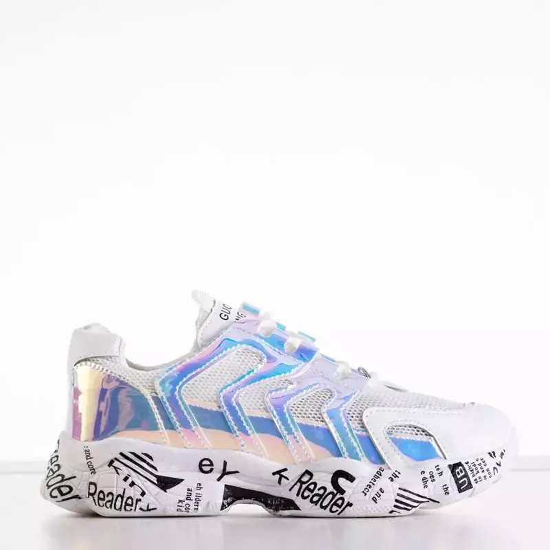 OUTLET Dámska biela športová obuv s holografickými vložkami Adine - Footwear