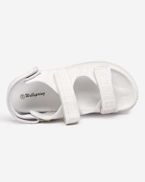 OUTLET Dámske biele látkové sandále Desotty- Footwear