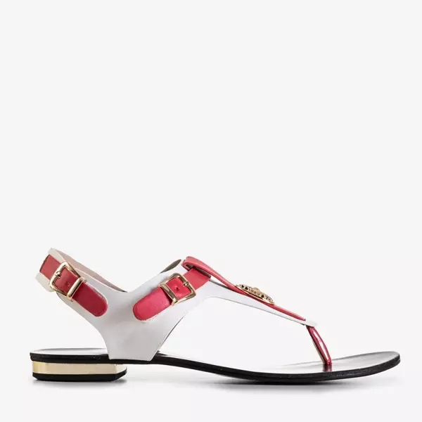 OUTLET Dámske biele sandále s plochými podpätkami Oscy - Obuv