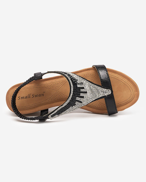 OUTLET Dámske čierne sandále s kubickými zirkónmi Serrifo- Topánky