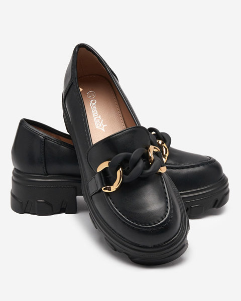 OUTLET Dámske čierne topánky s hrubou podrážkou so zdobením Simero - Obuv