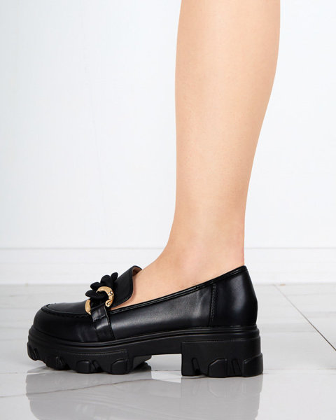 OUTLET Dámske čierne topánky s hrubou podrážkou so zdobením Simero - Obuv