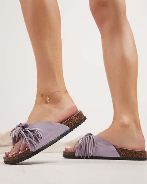 OUTLET Dámske papuče s fialovými strapcami Guttis-Shoes