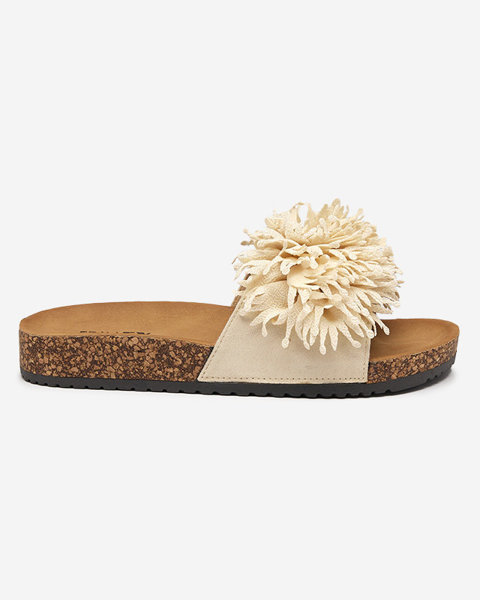 OUTLET Dámske papuče s látkovým ornamentom v béžovej farbe Ailli- Footwear