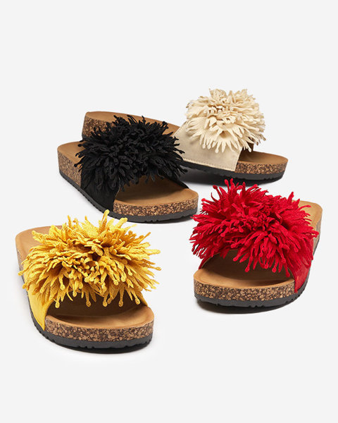 OUTLET Dámske papuče s látkovým ornamentom v béžovej farbe Ailli- Footwear