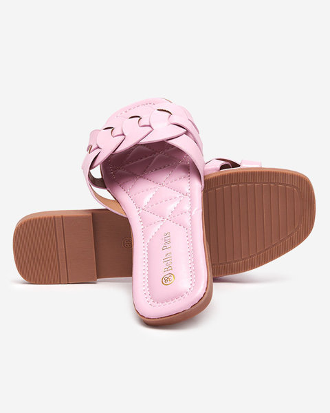 OUTLET Dámske papuče s ozdobným opaskom v pastelovo fialovej farbe Bevedis - Obuv