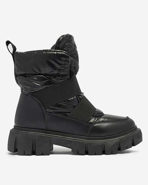 OUTLET Dámske snehové topánky na plochej podrážke v čiernej farbe Ferory- Obuv