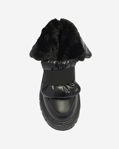 OUTLET Dámske snehové topánky na plochej podrážke v čiernej farbe Ferory- Obuv