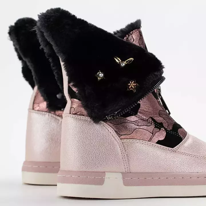 OUTLET Dievčenské ružové zimné topánky so vzorovaným zvrškom Zonnie-Footwear
