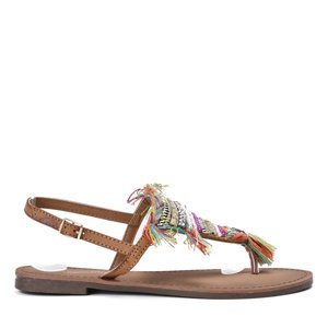 OUTLET Hnedé sandále s ozdobnými korálkami Itelija - Topánky