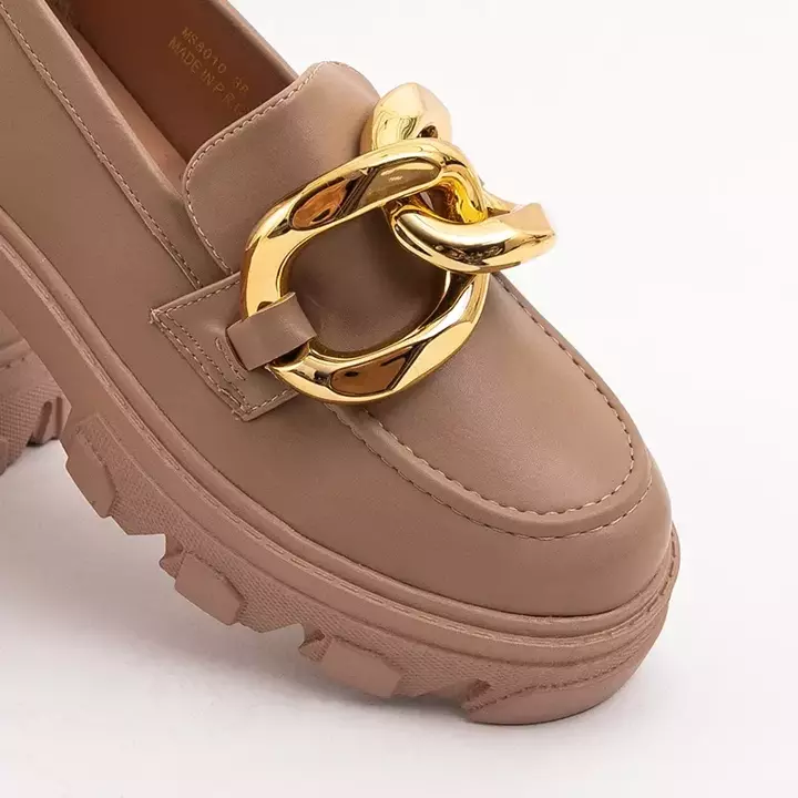 OUTLET Hnedé topánky so zlatým ornamentom Lygia - Obuv