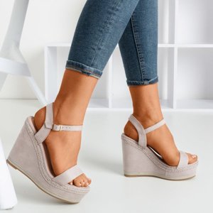 OUTLET Klinové sandále Demeter svetlošedé - Topánky