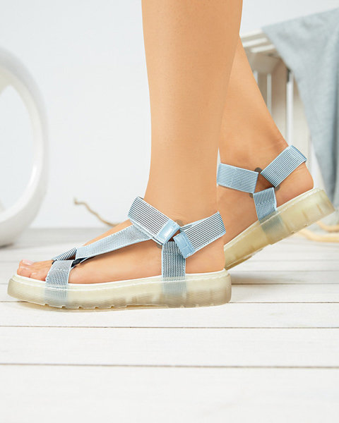 OUTLET Modré dámske sandále na suchý zips Cinore - Obuv