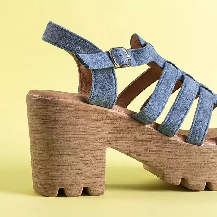 OUTLET Modré dámske sandále na vysokom podpätku Tamianka - Obuv