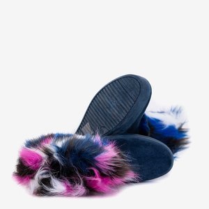 OUTLET Námornícke modré dámske snehové topánky s kožušinou Marell - Obuv